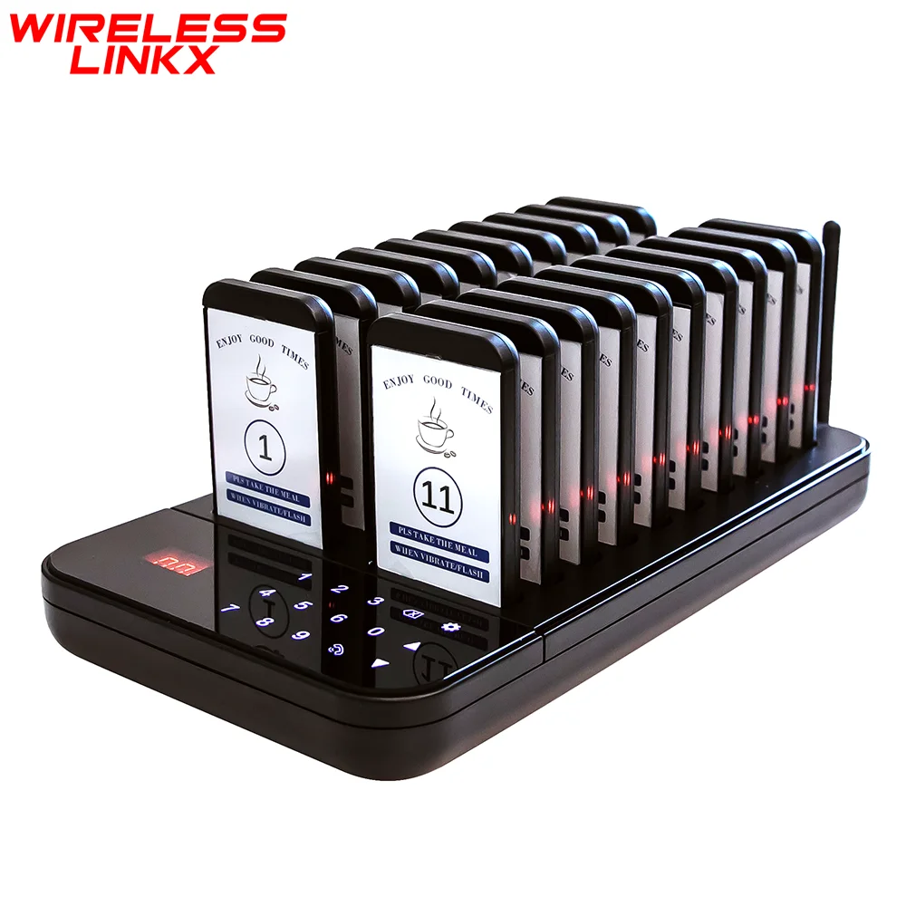 Stock in Russian Wireless Restaurant Pager Queue Guest Customer Calling Paging System for Coffee Shop Dessert Shop Food Truck