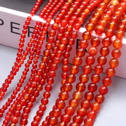 40/30/20Pcs 4/6/8/mm Natural Stone Red Agate Round Loose Bead Smooth Bracelet DIY Necklace Jewelry Making Treatment Beads