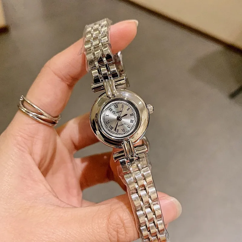 

DINIMI винтажные римские цифры минималистичные женские часы водостойкий стальной ремешок кварцевый подарок на день рождения