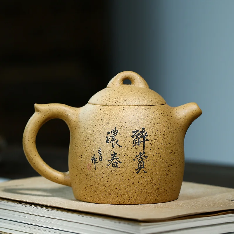 Handmade Zisha Teapot, Yixing Handmade Pot, Kung-Fu Teaware, Purple Clay Drinkware for Puer Green Black Chinese Tea,