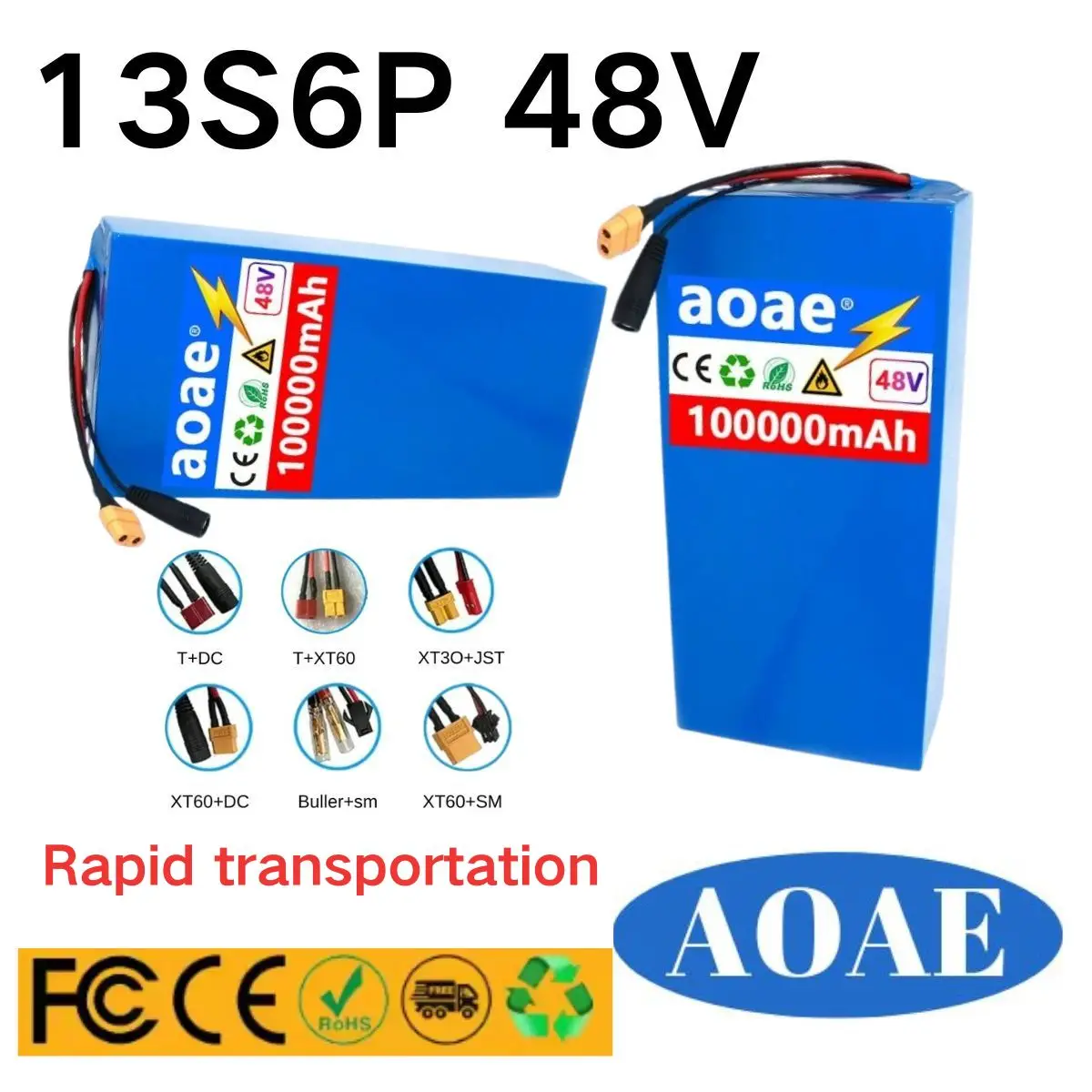 New 48V 100ah 13s6p Lithium Battery Pack 48v 100000mAh 250W-
