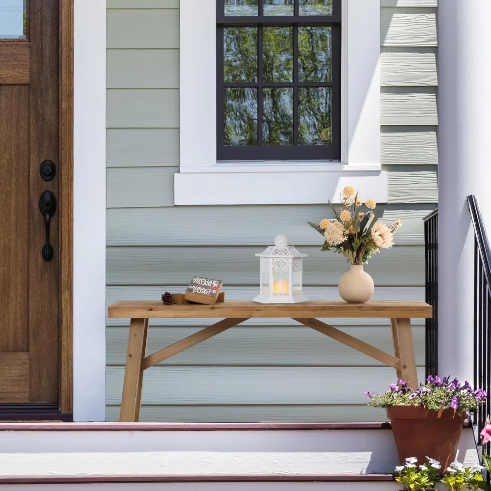 مقعد خشبي على طراز المزرعة الريفية، 43 طويلة للمدخل وغرفة المعيشة، مقعد صلب مصنوع يدويًا #5