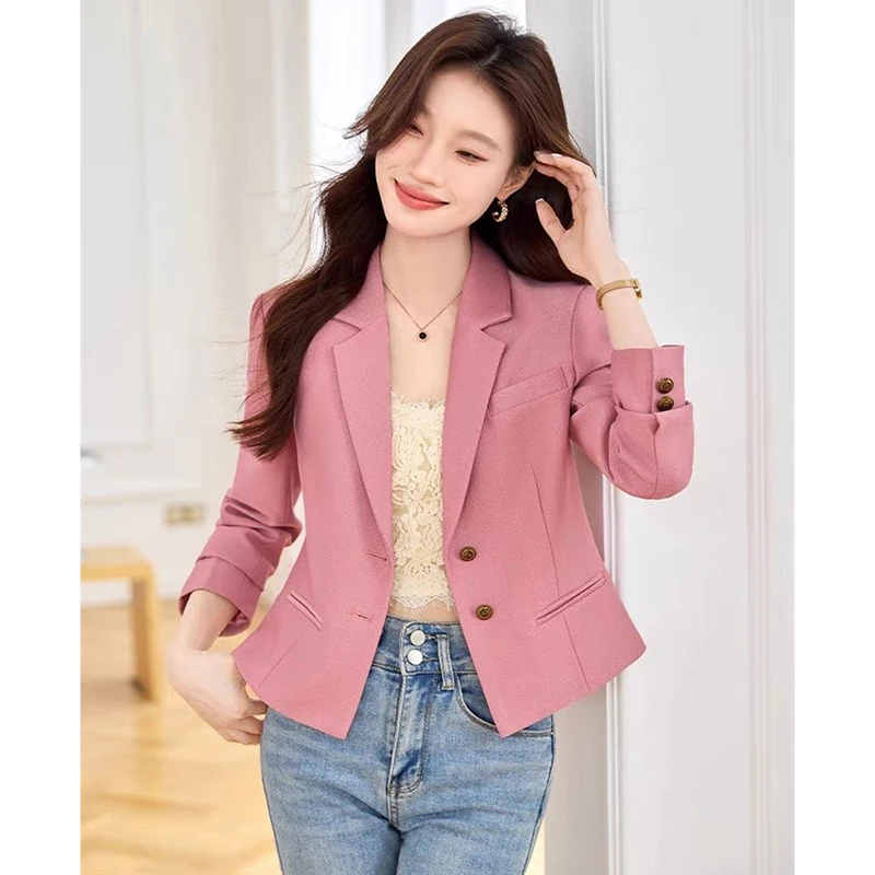 High-Quality Suit Jacket Female Little 2025 New Spring Autumn Blazer Coat Women Fashion Casual Outwear Short Temperament Outcoat