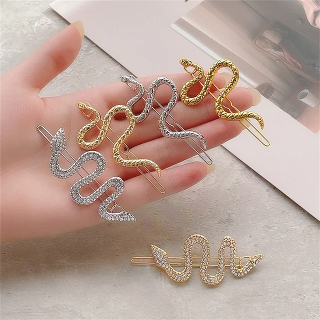 Gotycka metalowa spinka do włosów w kształcie węża damska grzywka boczna spinki do włosów dziewczyny uchwyt moda Punk Barrettes nakrycia głowy akcesoria do włosów