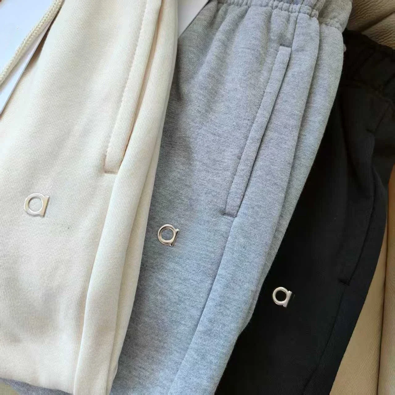 القطن مرونة الخصر الرباط بنطال ذو قصة أرجل واسعة المرأة عادية فضفاض مستقيم الساق Sweatpants الخريف الشتاء الرياضة ركض النساء