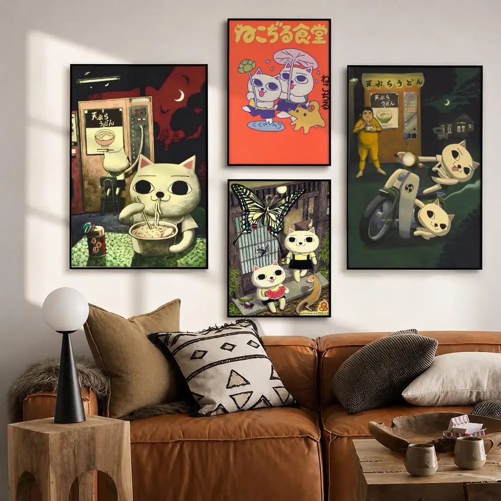 Anime Cat Soup Poster HD poster wall art self-stick no-residue for home cafe office great gift