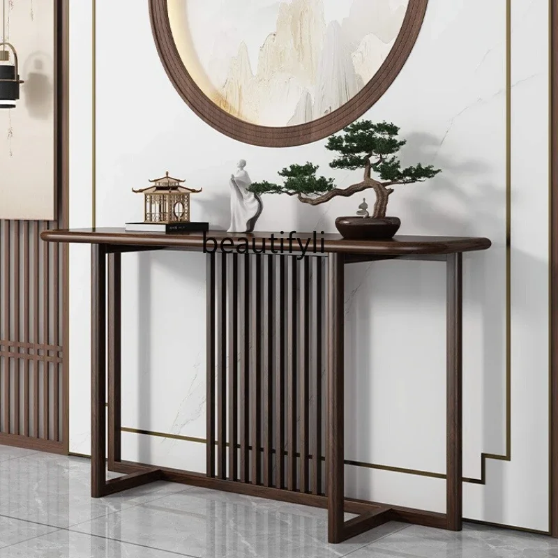 

A57 New Chinese-style entrance table against the wall Super narrow ebony wood table case Solid wood entrance cabinet