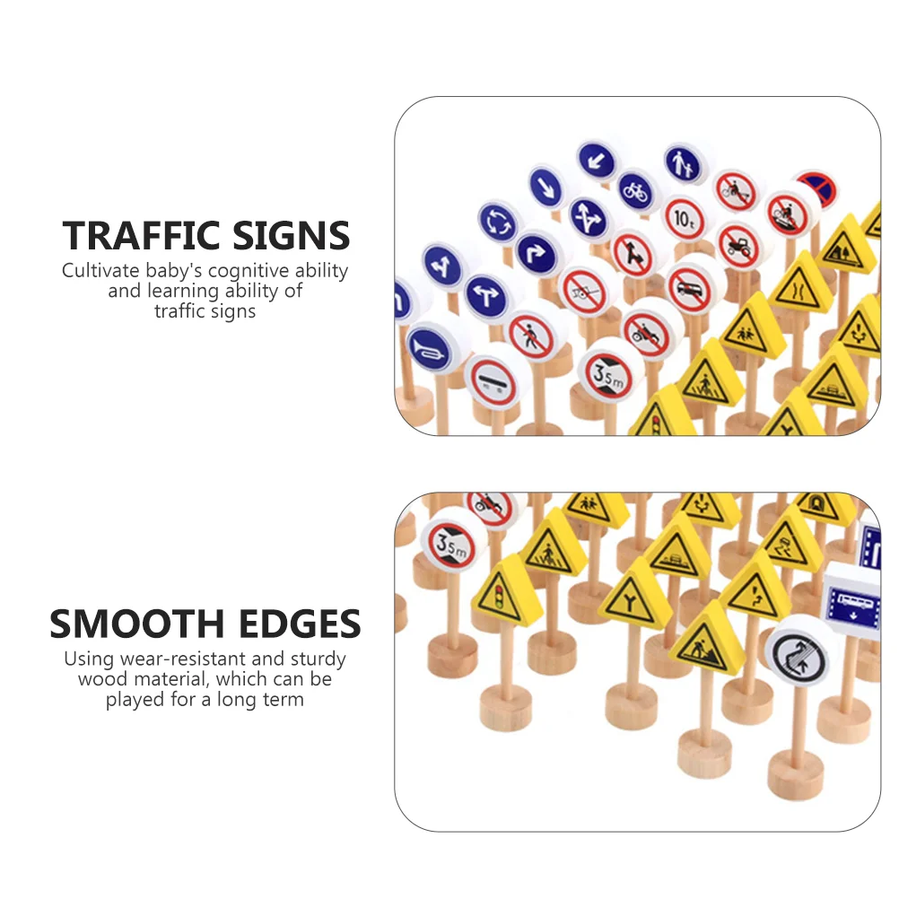 50 Uds. Señal de construcción, juguetes de tráfico, simulación de barricada de madera, aprendizaje divertido, habilidades motoras bruto