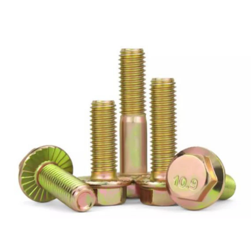 1-40pcs M6 M8 M10 M12 M14 M16 10.9 Grade Zinc Plated Hexagonal Toothed Flange Surface Screws High-strength Bolts