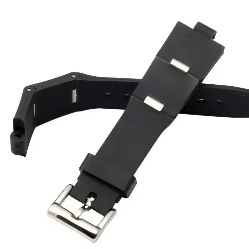 Rubber replacement strap suitable for Bvlgari Diagono 24mm X 8mm 22mm X 8mm male and female agreed Black silicone watchbands