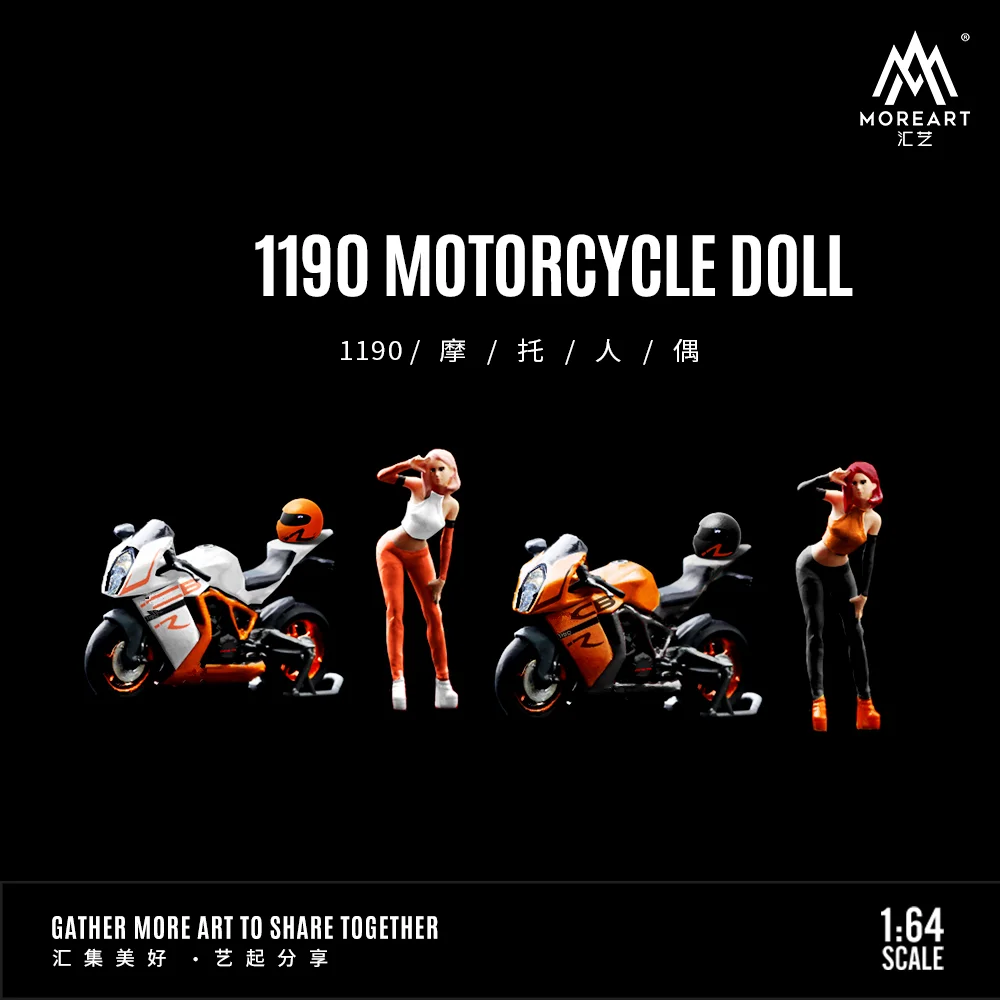 

More Art 1:64 1190 White and Orange Motorcycle DOLL Display & Collection & Gift