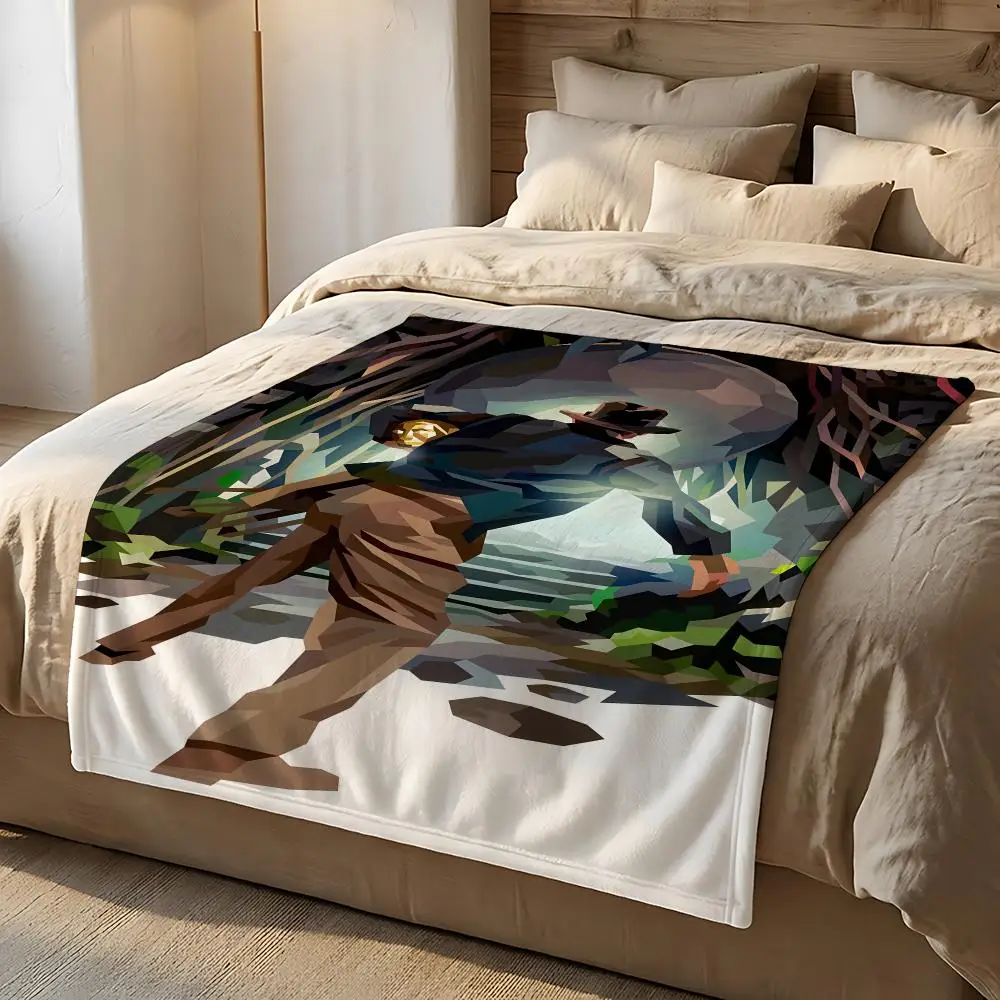 Movie Raiders of the Lost Ark Throw Short Plush Throw Blanket Soft Skin-Friendly Multi-Scene Home Office