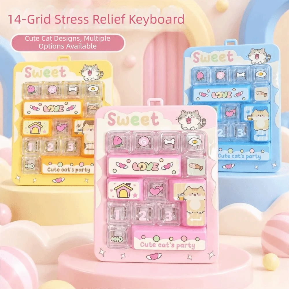 14Key Decompression Button Creative Style Small Gift Mini Keyboard Pendant Cute Design Bag Hanging Ornament Keyboard Keychain