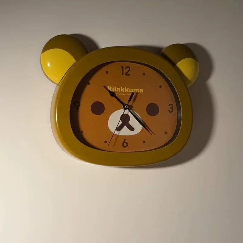 Cute Cartoon  Anime Rilakkuma Peripheral Wall Clock Alarm Clock  Bedroom Sweeping Second Quartz Clock Silent Clock Living Room view 2
