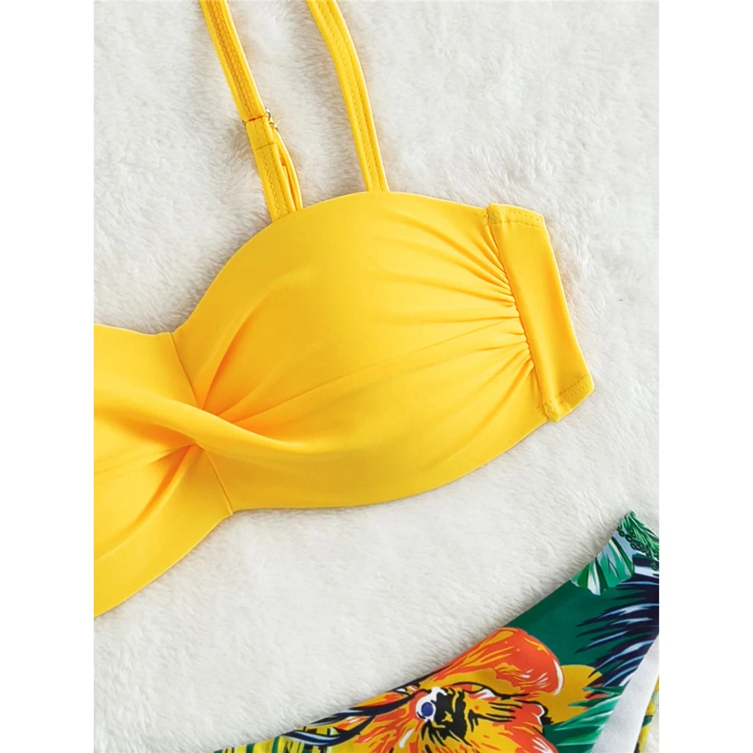 Bikini mit Blumenmuster, Push-up-Badeanzug, Damen-Badebekleidung, zweiteiliges Bikini-Set mit BH-Einlagen, Badeanzug, Badebekleidung, Modell V6296. – Detail 26