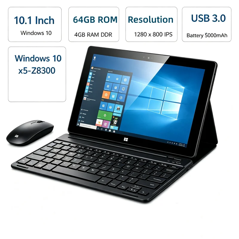 10.1 INCH T10 WINDOWS 10 Tablet PC 8GB DDR 128GB ROM DS102 X5-Z8300 Graphics 1280 X 800 IPS USB 3.0 Battery 5000mAh