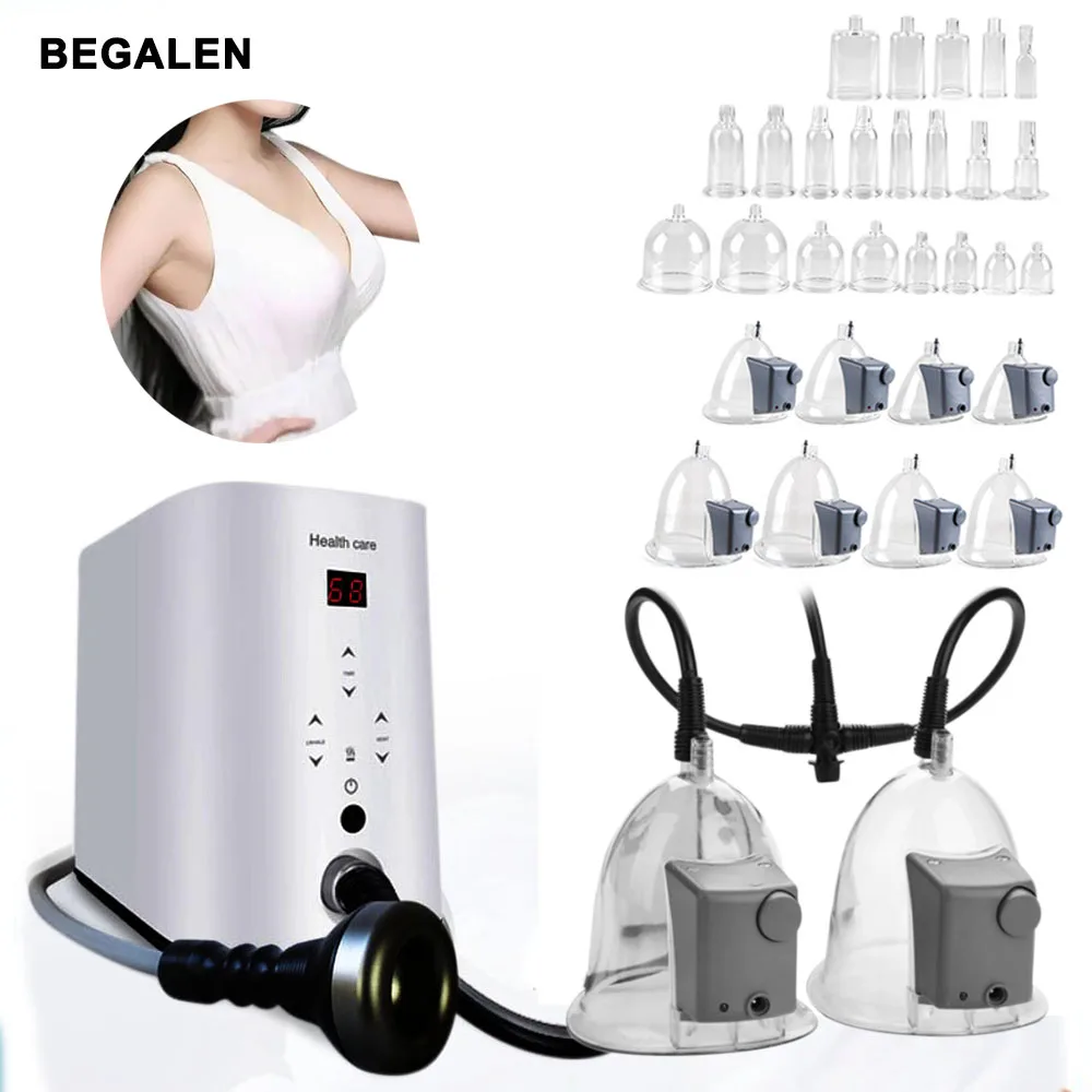 New Heating Breast Enlargement Vacuum Machine Metal Vacuum Cups Pumps Therapy Cupping Massager Butt Enhancer Buttock Lifting