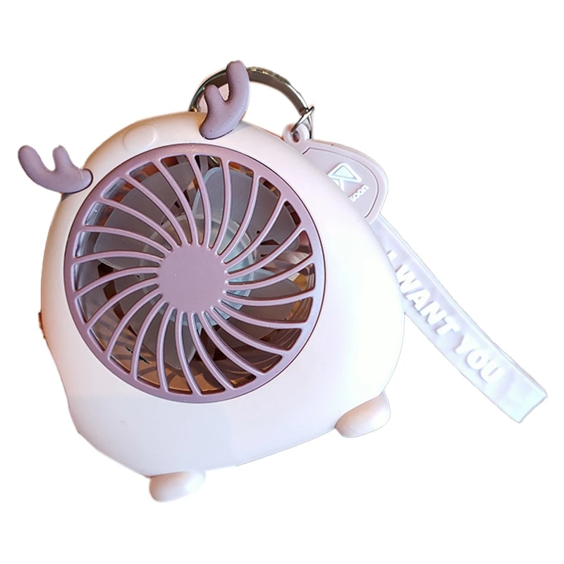 Creative New Fawn Handheld Small Fan USB Charging Student Cartoon Portable Key Chain Mini Fan Gift C