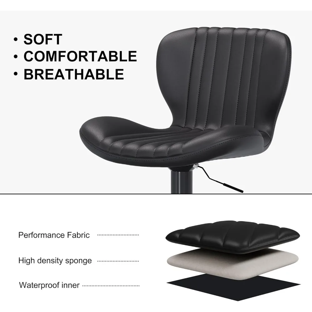 مقاعد بار جلدية قابلة للتعديل بارتفاع عداد، مقاعد بار حديثة، مجموعة كراسي جزيرة مكونة من 4 قطع للمطبخ