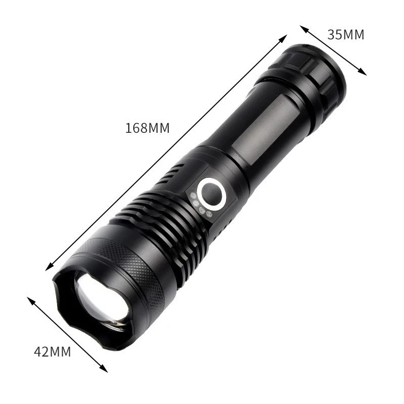 High Power XHP100 Led Flashlight Rechargeable 4 Core Torch Zoom Usb Hand Lantern For Camping, Outdoor & Emergency Use