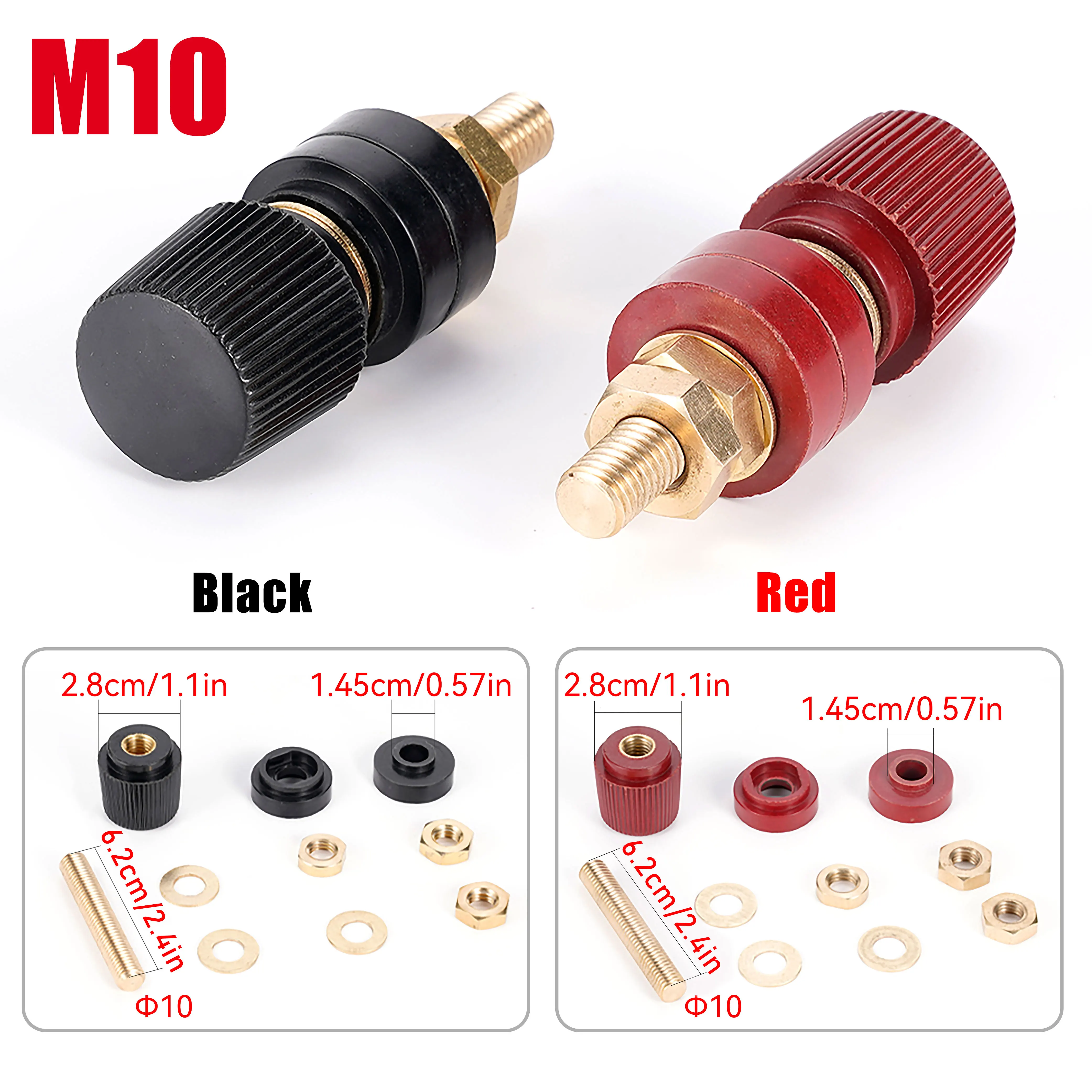 

2 шт., медные клеммные колодки M6/M8/M10, 333/555 дюйма