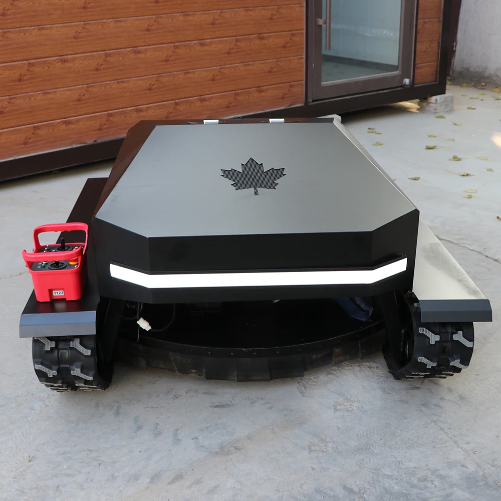 CE Certified MultiFunction Remote Controlled Lawn Mower Ga soline All Terrain Automatic Rubber Track Lawn Mower Robot for Sale