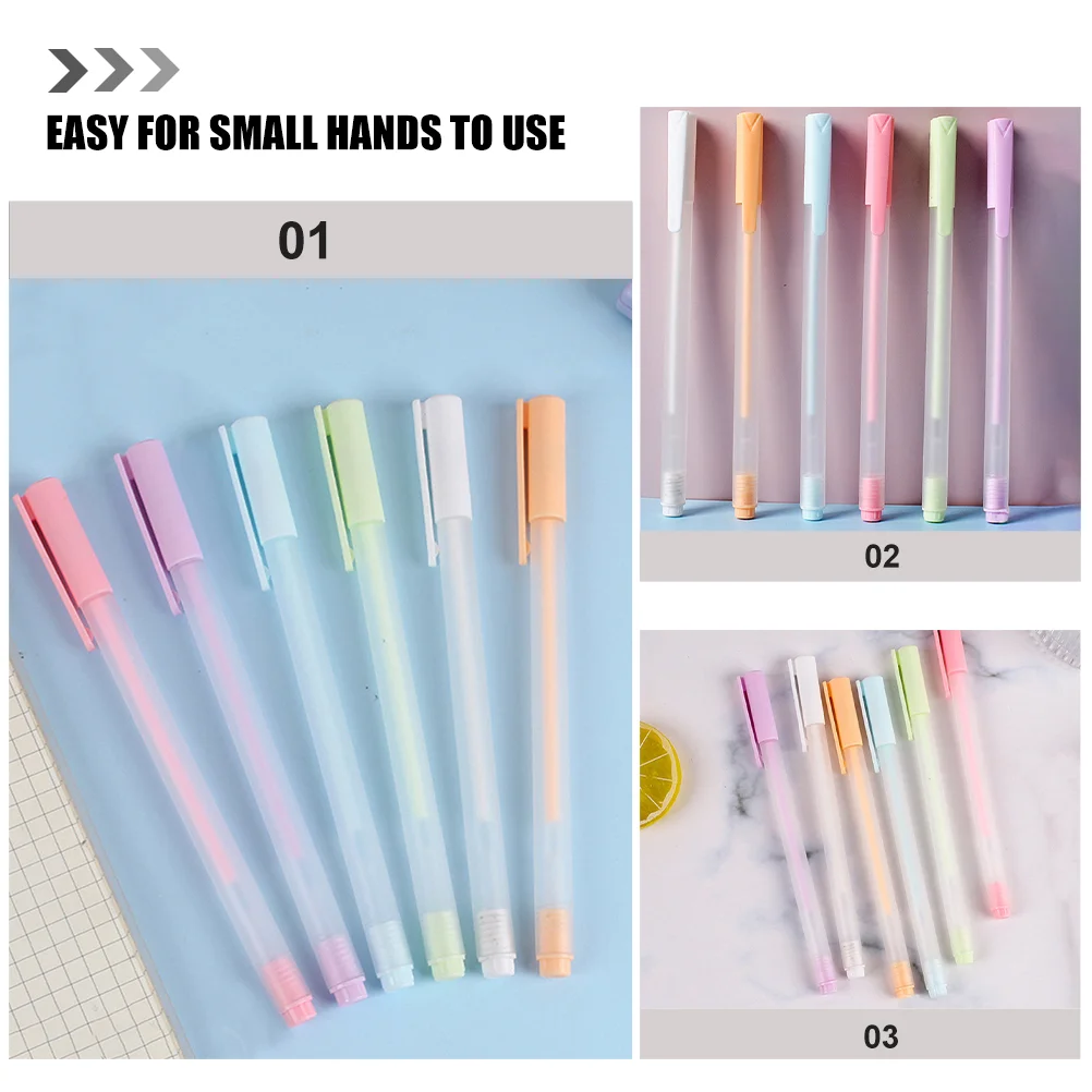 6 Pcs Glue Pen Sticks Adorable Pens Macaron Press Crafts Plastic Office Accessories