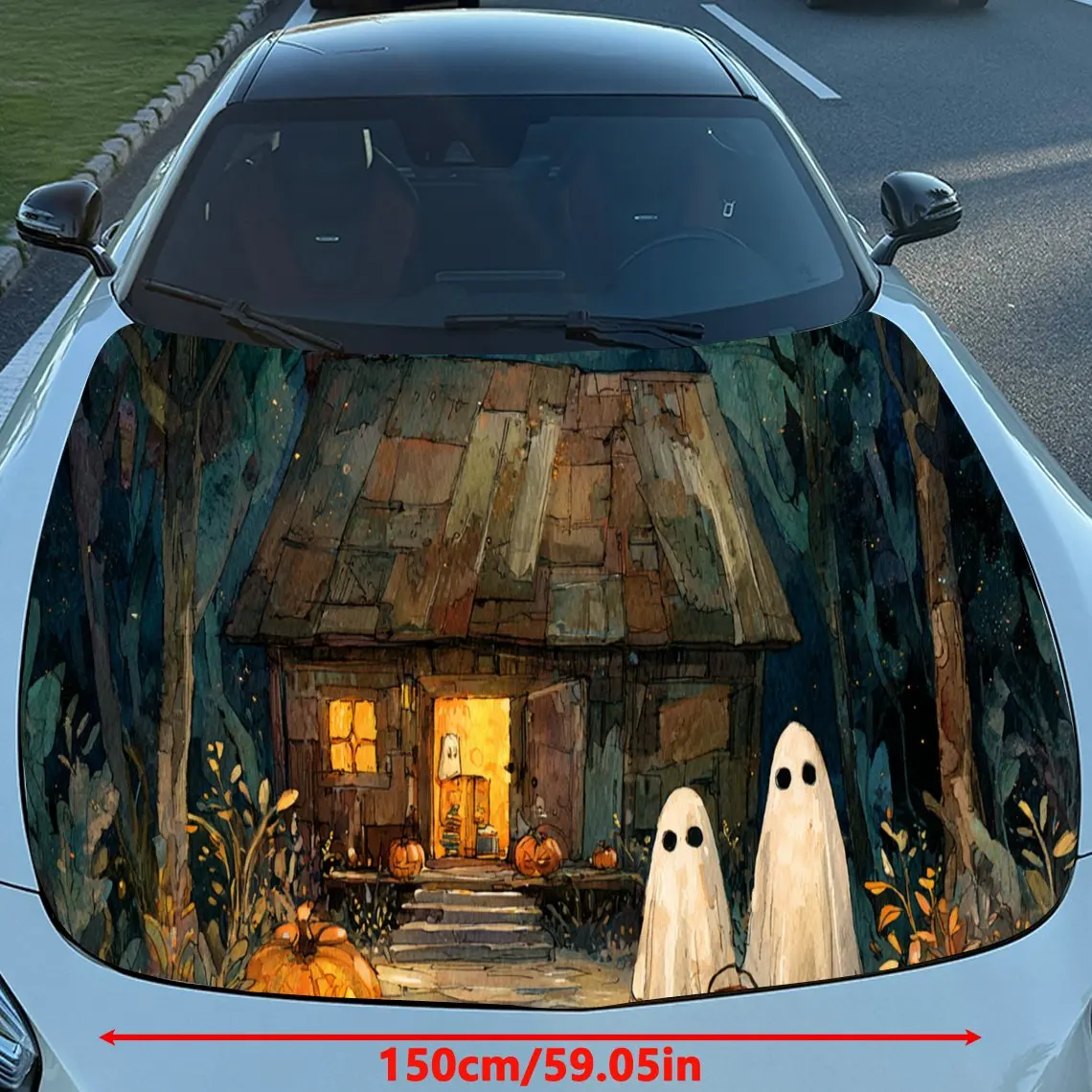 Ethereal Raven in Sky Car Hood Stickers - Self-Adhesive, Waterproof and Durable Vinyl Wrap, Decorate And Protect Your Car, Fit F