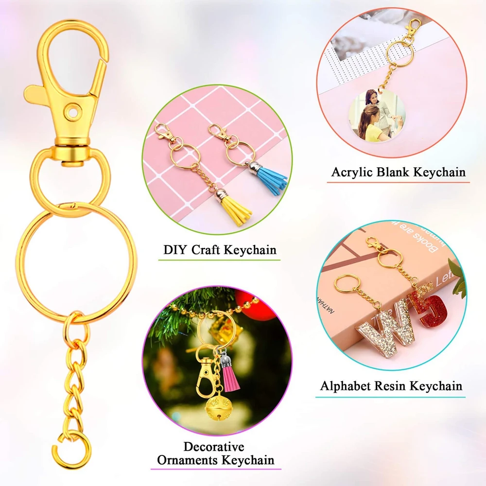 180PCS Key Chain Rings Pendants Keychain Hardware Key Hooks with Key Rings and Jump Ring DIY Crafts Keychain Making Supplies