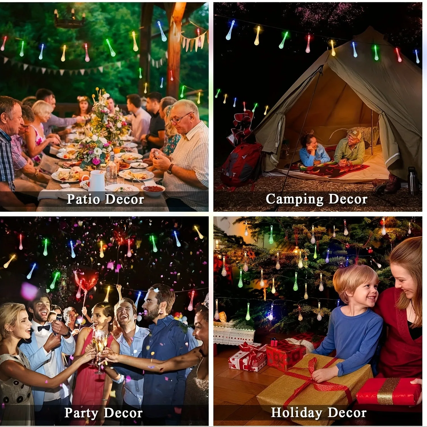 2025 Solar-LED-Wassertropfen-Lichterkette für den Außenbereich, Weihnachtsfeengarten-Dekoration, Blasenkugel-Lichter für Rasen, Innenhof