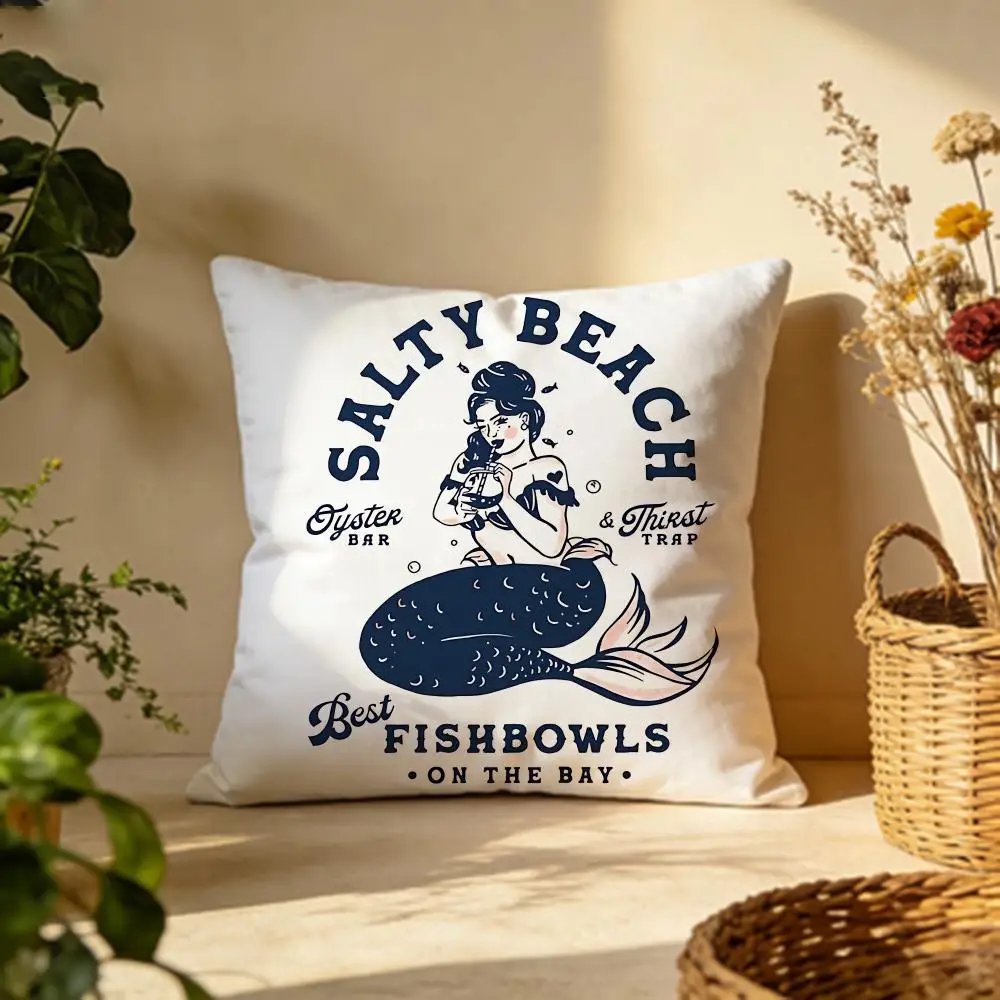 Mermaid‑Human Cushion Cover Versatile Double-Sided Pillow Case Fit for Sofa Bed Car & Daily Decor