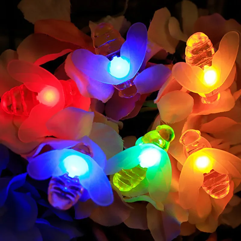 Fata LED Luci Solari Simpatiche api mellifere String Light 8 modalitàCostume per esterni Albero Parterre Decor