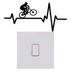 Cycling Mountain Bike Heartbeat Switch Panel Decoration Sticker Kids Room Boy Girl Bedroom Wall Sticker Vinyl Bicycle DIY Decal