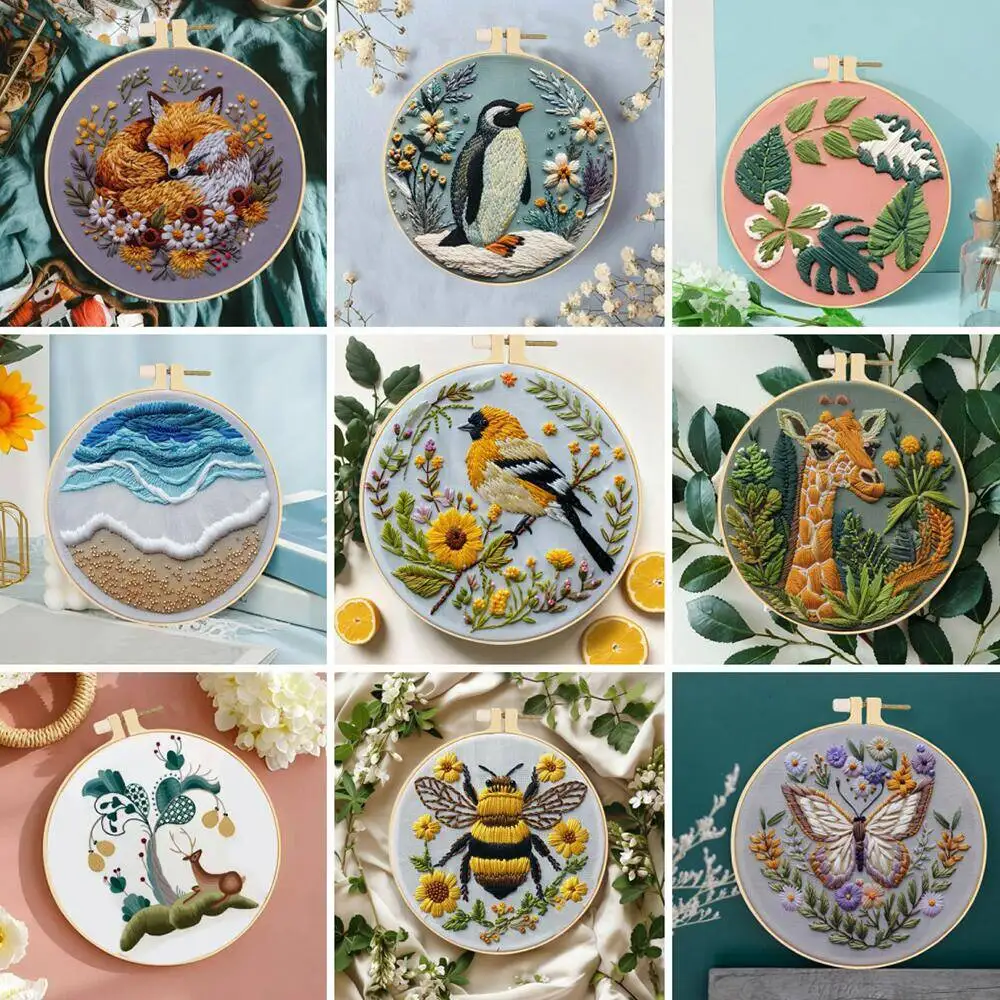 

Cross Stitch Embroidery Animal Bird Bees Butterfly Sewing Art Decorations Picture for Living Room Home Decoration