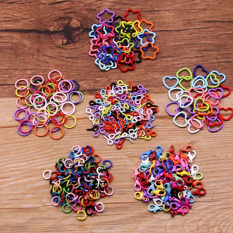 11 Style Mixed Alloy Split Jump Rings Lobster Clasp Eyelets Screw Pins Keychain Rings DIY Jewelry Making Accessories Supplies