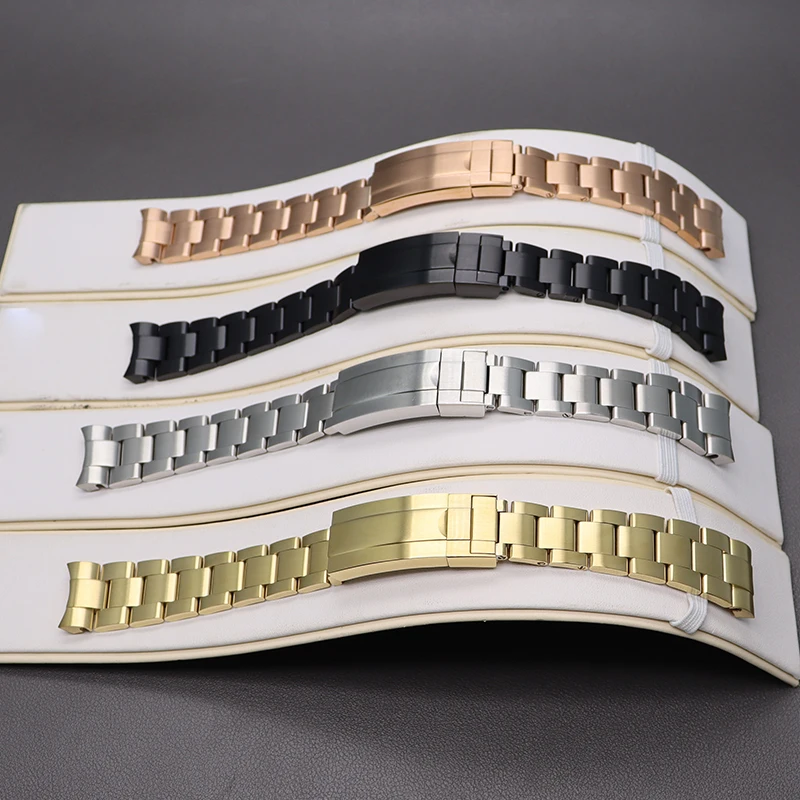 20mm Bracelet Solid 316L Stainless Steel Sliding Folding Buckle For 40mm Luxury Watch Case Watchband Accessories High Quality