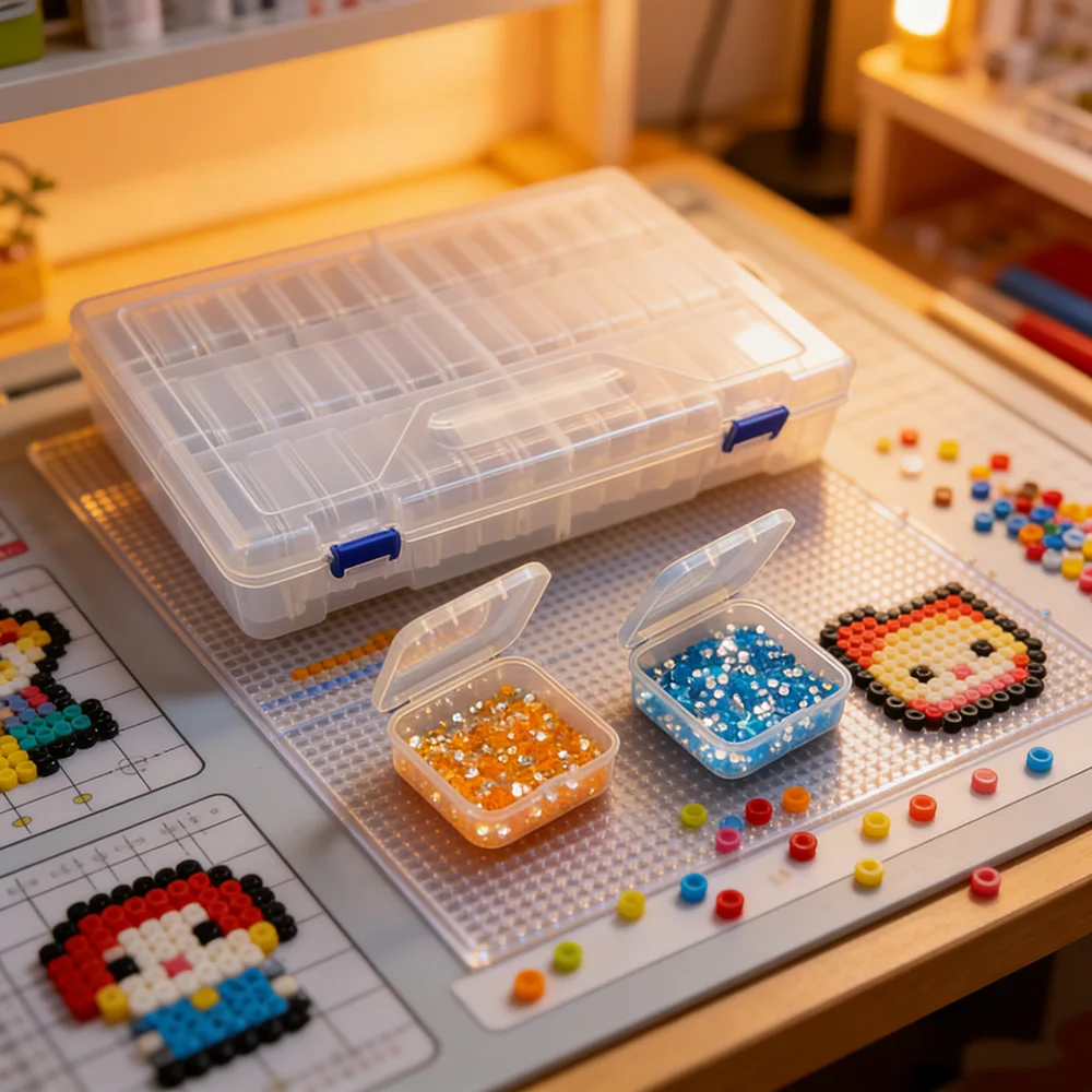 42-Piece Plastic Transparent Storage Box Set - Individual Snap-On Lid Containers, Convenient Handicraft Organization Box