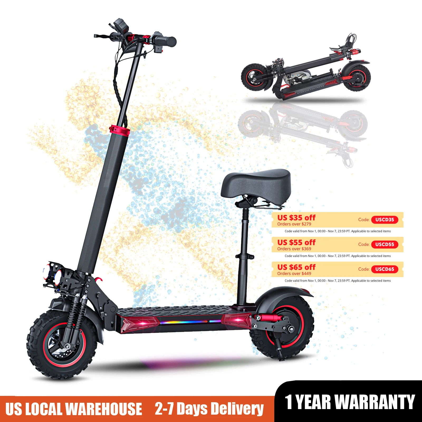 FREEBOY J11PLUS/J11MAX/J01 1200/800W Off-road Electric Scooter with Seat, 1-year Quality Guarantee Foldable Commuting E-scooter