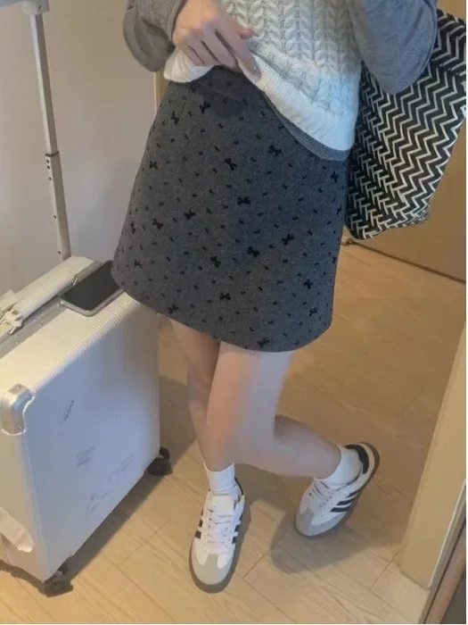 

Утепленная шерстяная юбка-трапеция Sweet Aosphere с завязками, с высокой талией, облегающая, короткая, для женщин, весна-осень