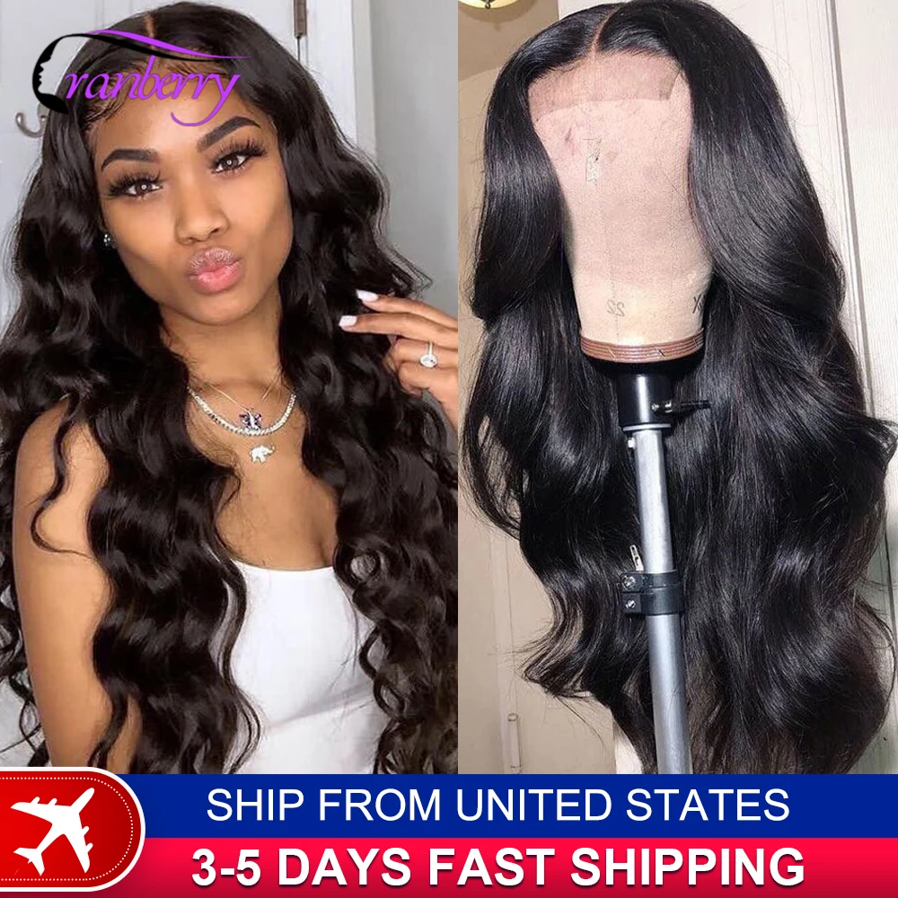 4x4 Transparent Lace Front Human Hair Wigs Cranberry Hair Body Wave 4x4 Lace Closure Wig Brazilian Human Hair