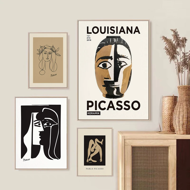 Vintage Picasso Poster Kiss Dog Abstract Decorative Prints Interior Canvas Painting Wall Art Picture Home Living Room Decoration
