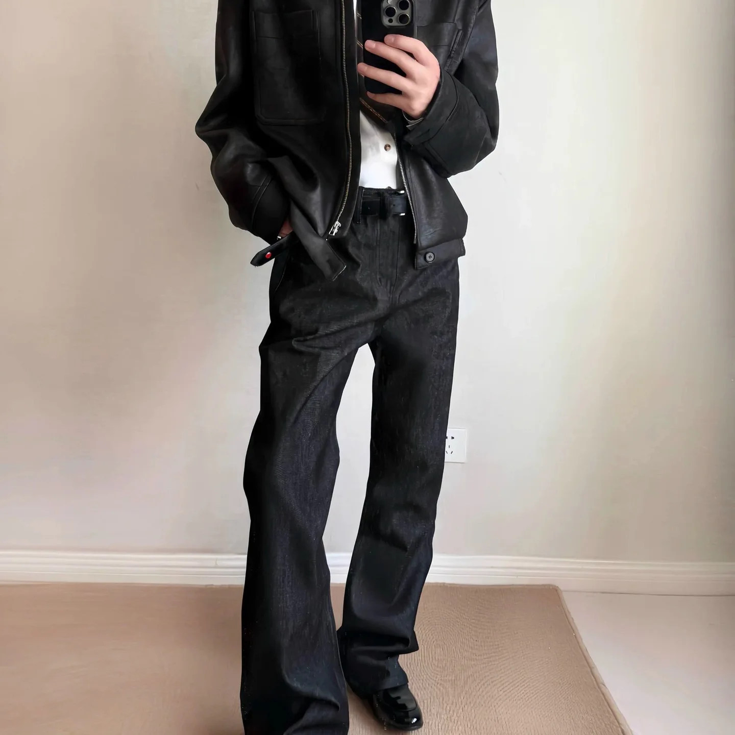 American Style Vintage New Fashion Men Black Solid Color Straight Casual Trendy Simple Basic Jeans Pants Male Denim Trousers