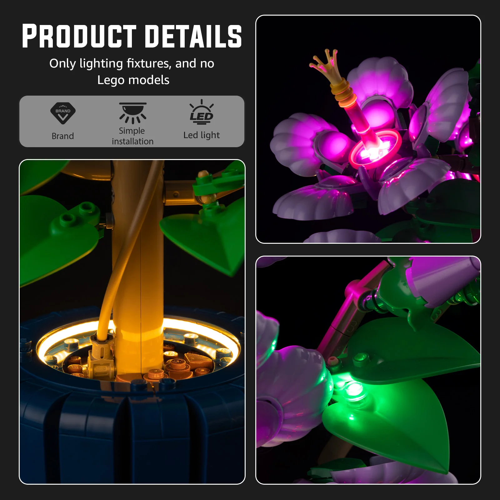 Ensemble d'éclairage LED adapté aux blocs de construction LEGO Hibiscus 10372, jouets de lampe à monter soi-même (modèle non inclus)