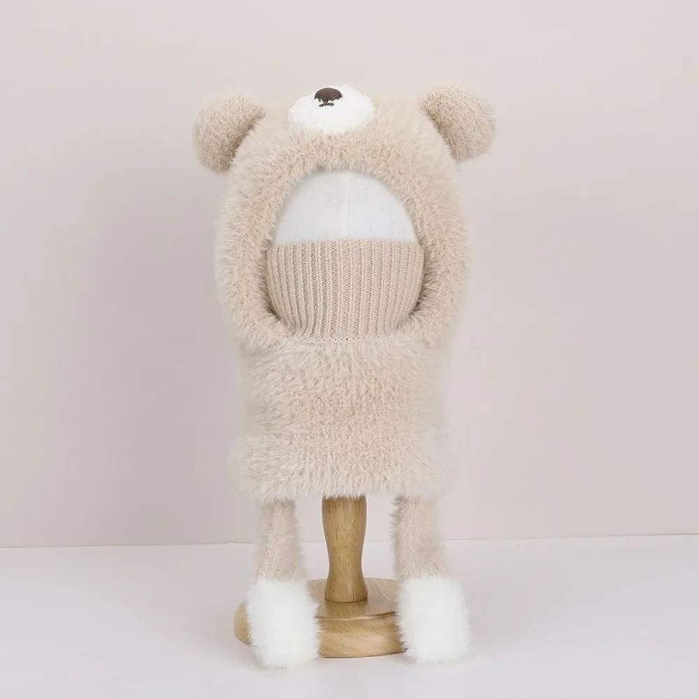 Versatile Elastic Children Pullover Cap Trendy Small Bear Kids Snow Beanie Headgear All-match Kids Winter Scarf Outdoor
