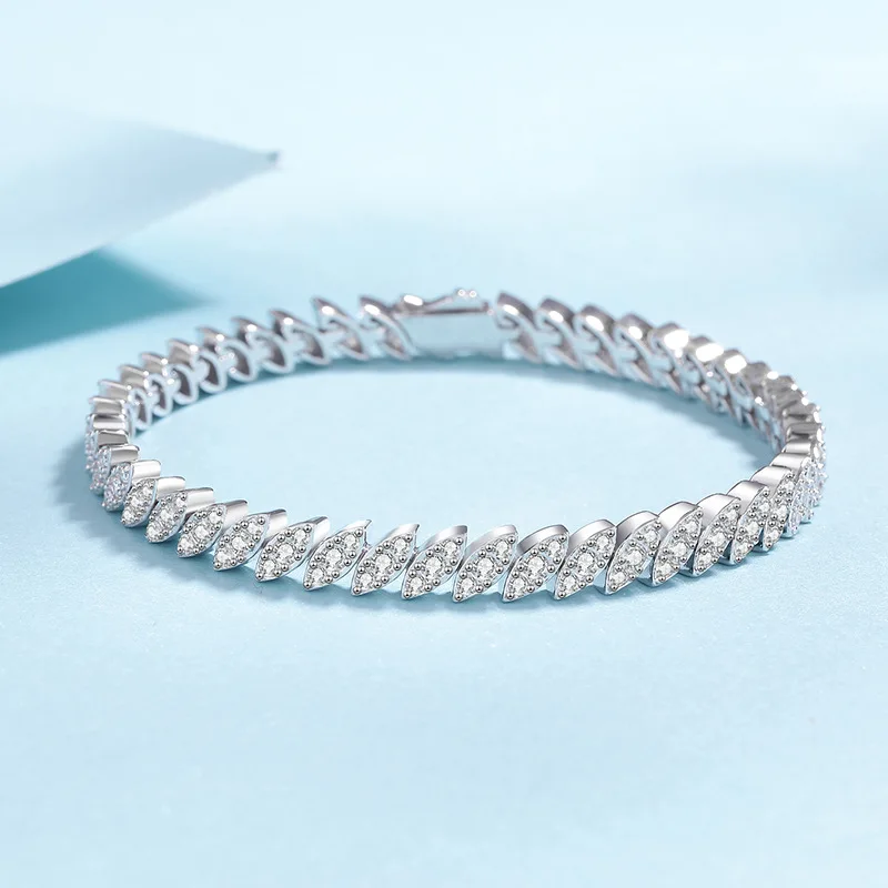 Full Diamond Light Luxury Bracelet 2-3ct Women Moissanite PT950 Platinum - Exquisite Decent Gift, Festival Nice Present