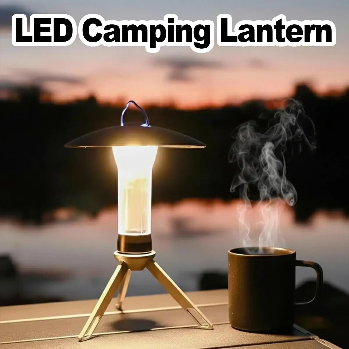 

Multifunction LED Camping Lantern Portable Tripod Light High Brightness SMD LED Power Indicator Black Minimalist Design Lantern