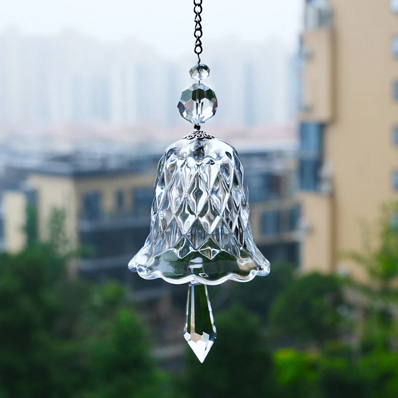 Crystal Wind Chimes Hanging Suncatcher Wind Music Bell Glass Prism Rainbow Maker Car Pendant Window Garden Decoration