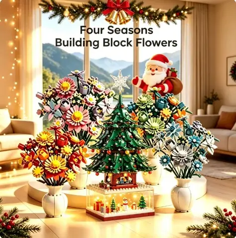 Seasonal Flowers and Christmas Tree Toy Models for Christmas, Suitable for Home Decoration and Holiday Gift Giving