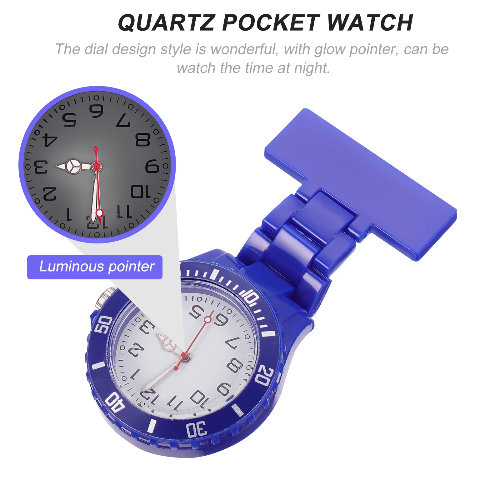 

Luminous Pointer Quartz Pocket Watch Waterproof Glow in Dark Nurse Doctor Chest Watch Lapel Clip Portable Timepiece