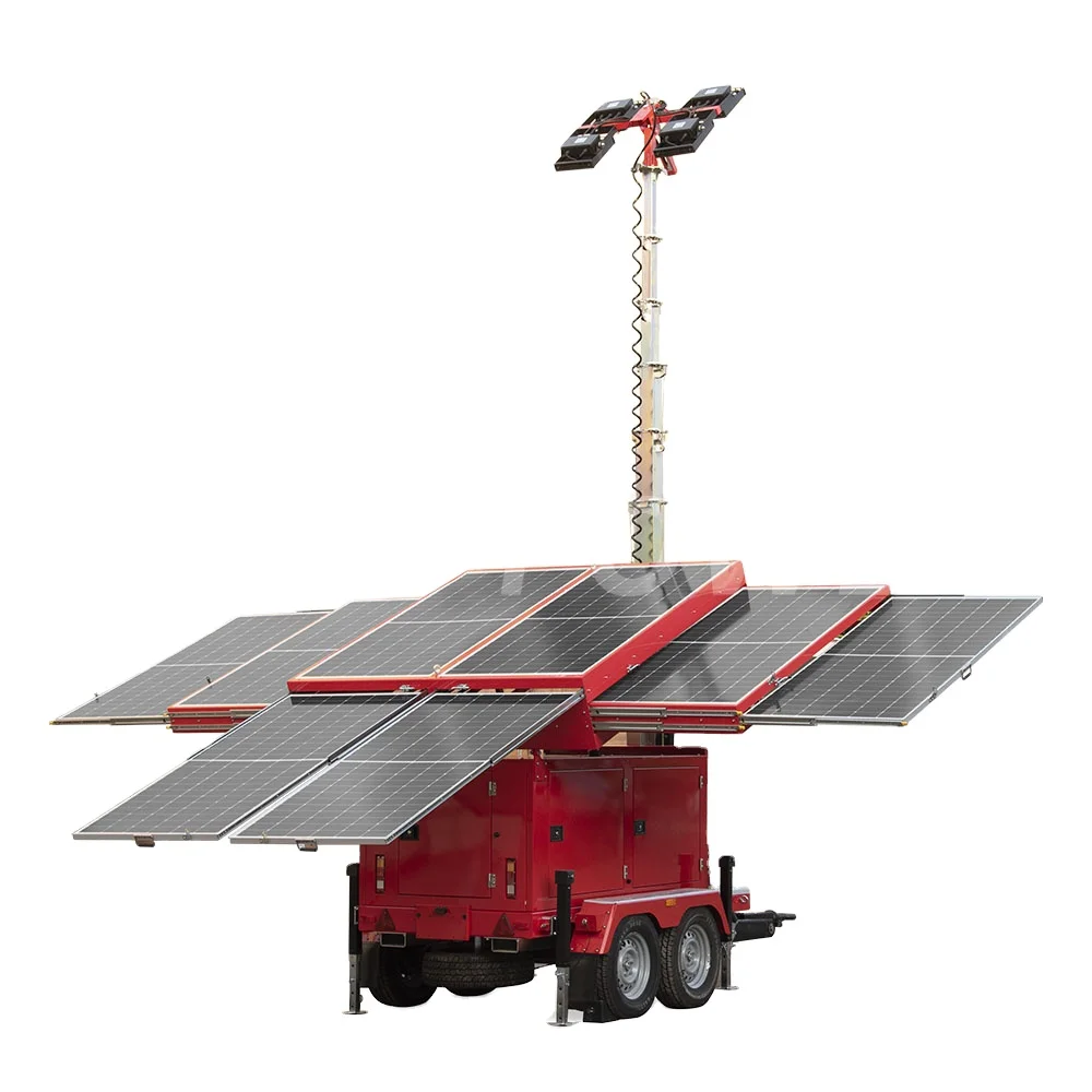 Portable LED Diesel Lighting Tower Mobile Trailer Generator Work Light Tower for Construction Site Road Repair Mining Customized